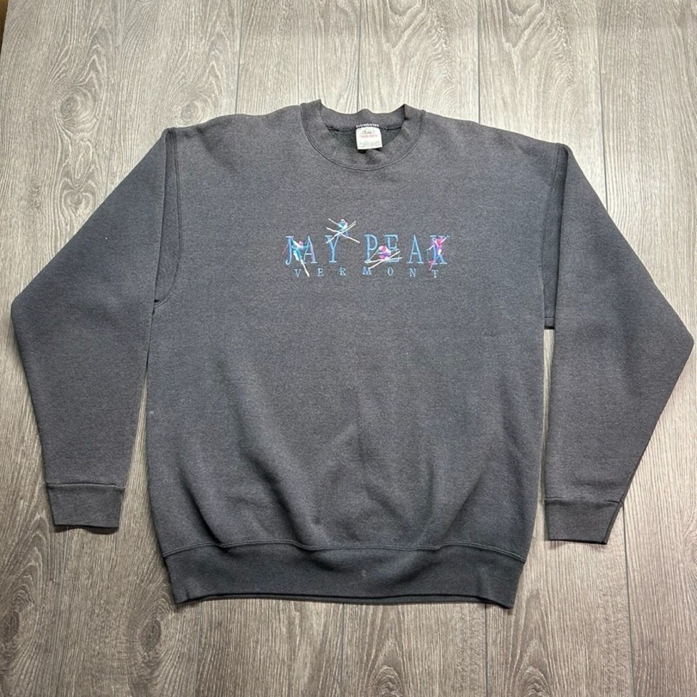Vintage Jay Peak Vermont Ski Sweatshirt Mens XL Gray Made in USA 90s